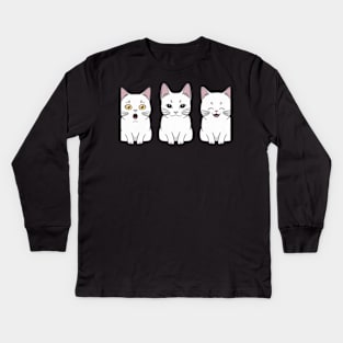 Three cats, three moods Kids Long Sleeve T-Shirt